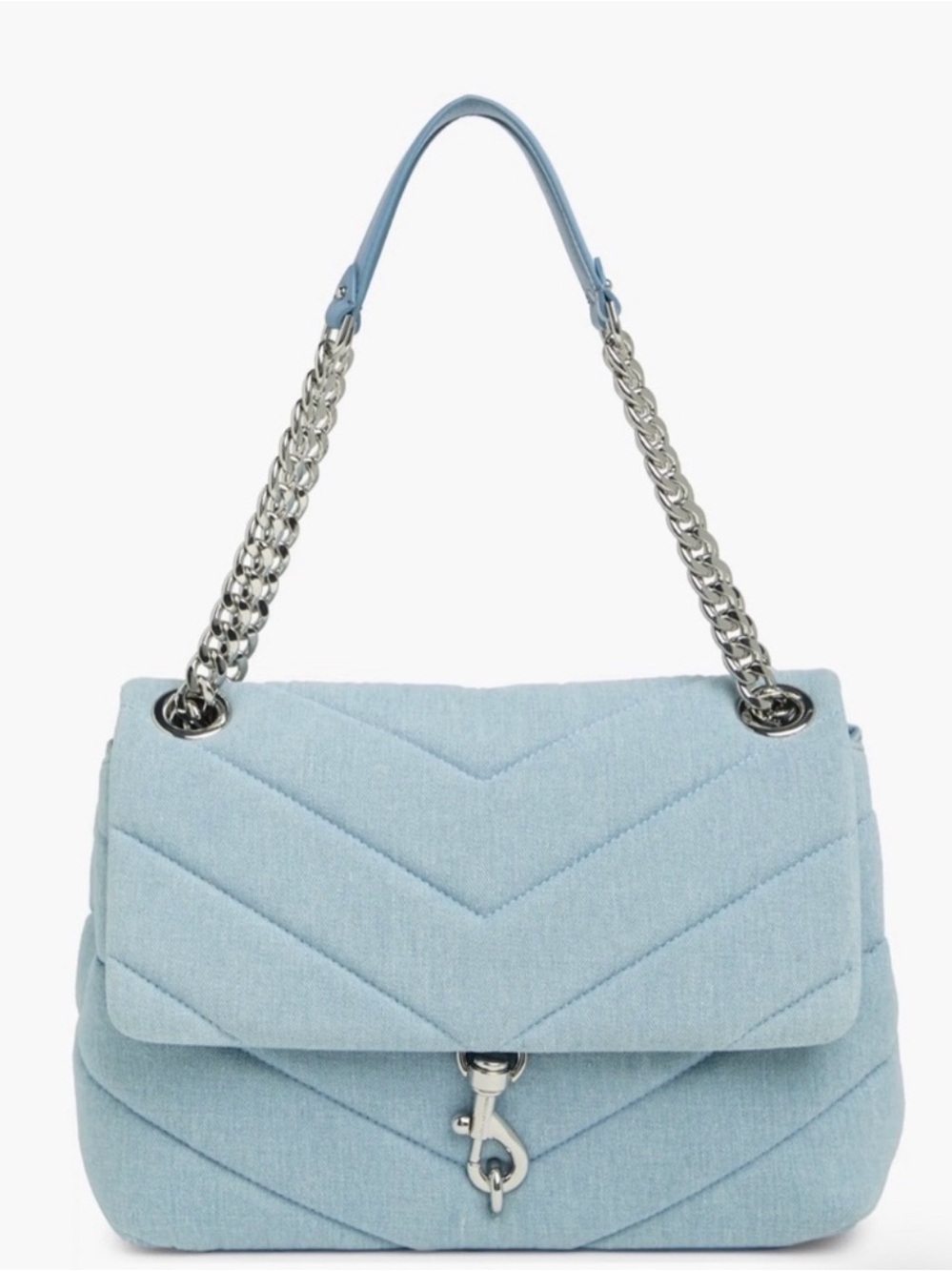 Rebecca Minkoff Denim Quilted Maxi Shoulder Bag